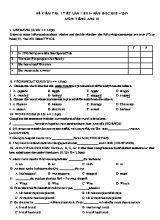 Đề kiểm tra 1 tiết lần 1 học kỳ I môn Tiếng Anh Lớp 10 - Năm học 2018-2019 (Có đáp án)